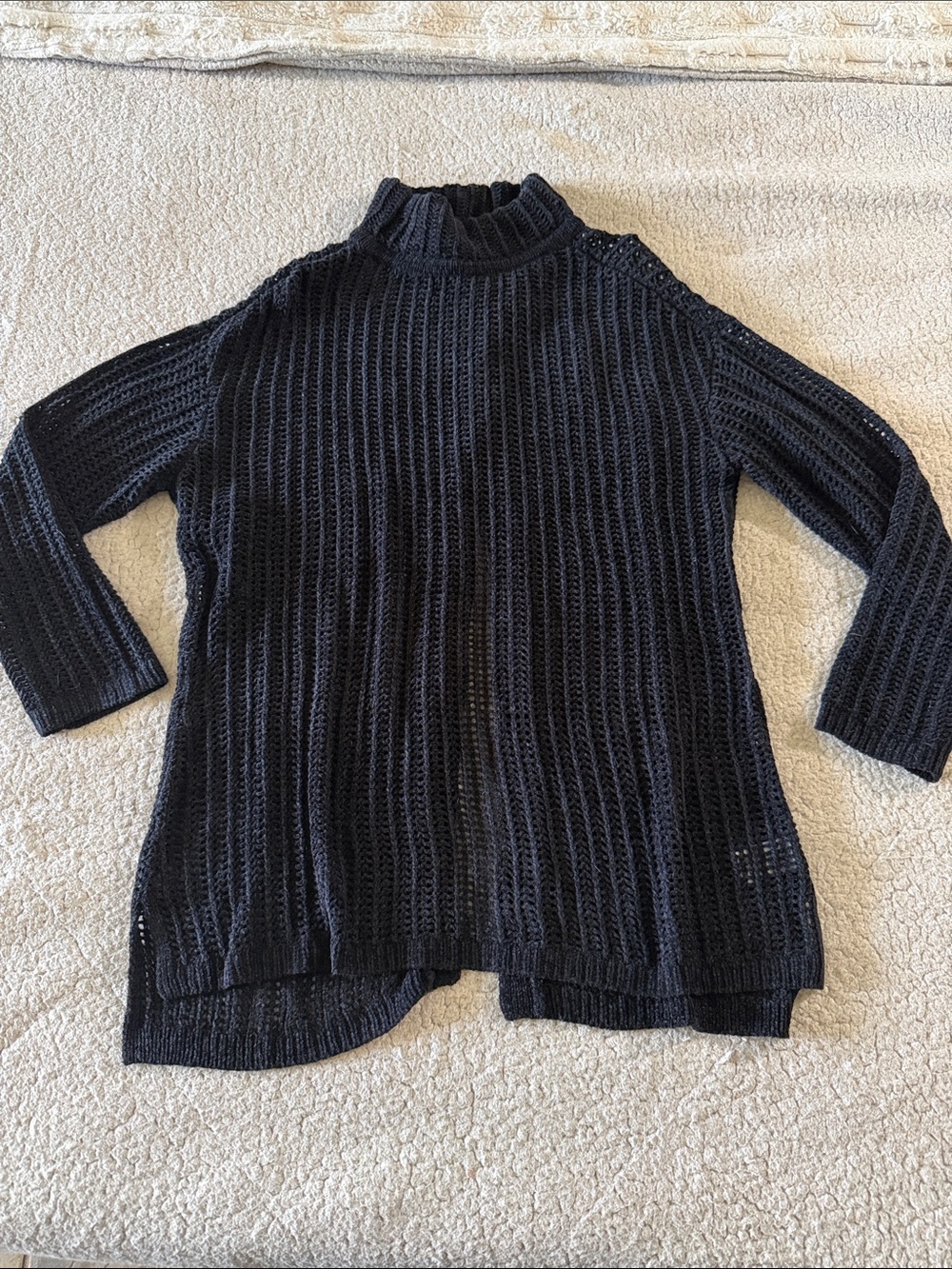 Elie Tahari X Design Nation Black Open-Back Weave Turtleneck Sweater Medium